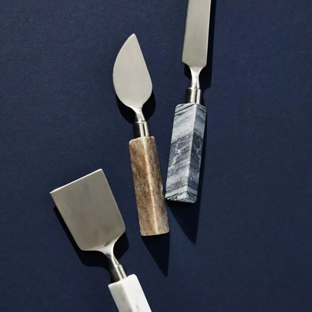 Geo Marble Cheese Knives, Set of 3 - New in Box